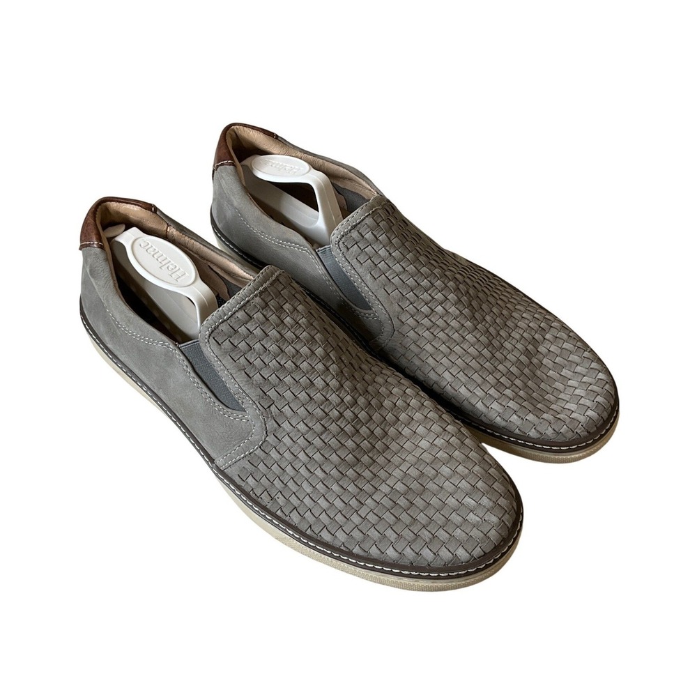 Johnston & Murphy J&M McGuuey Sheepskin Leather Loafers Comfort Grey Woven 13